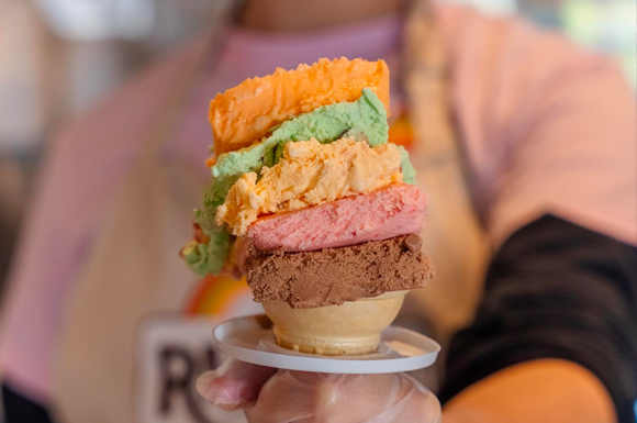 Rainbow Cone Being Served